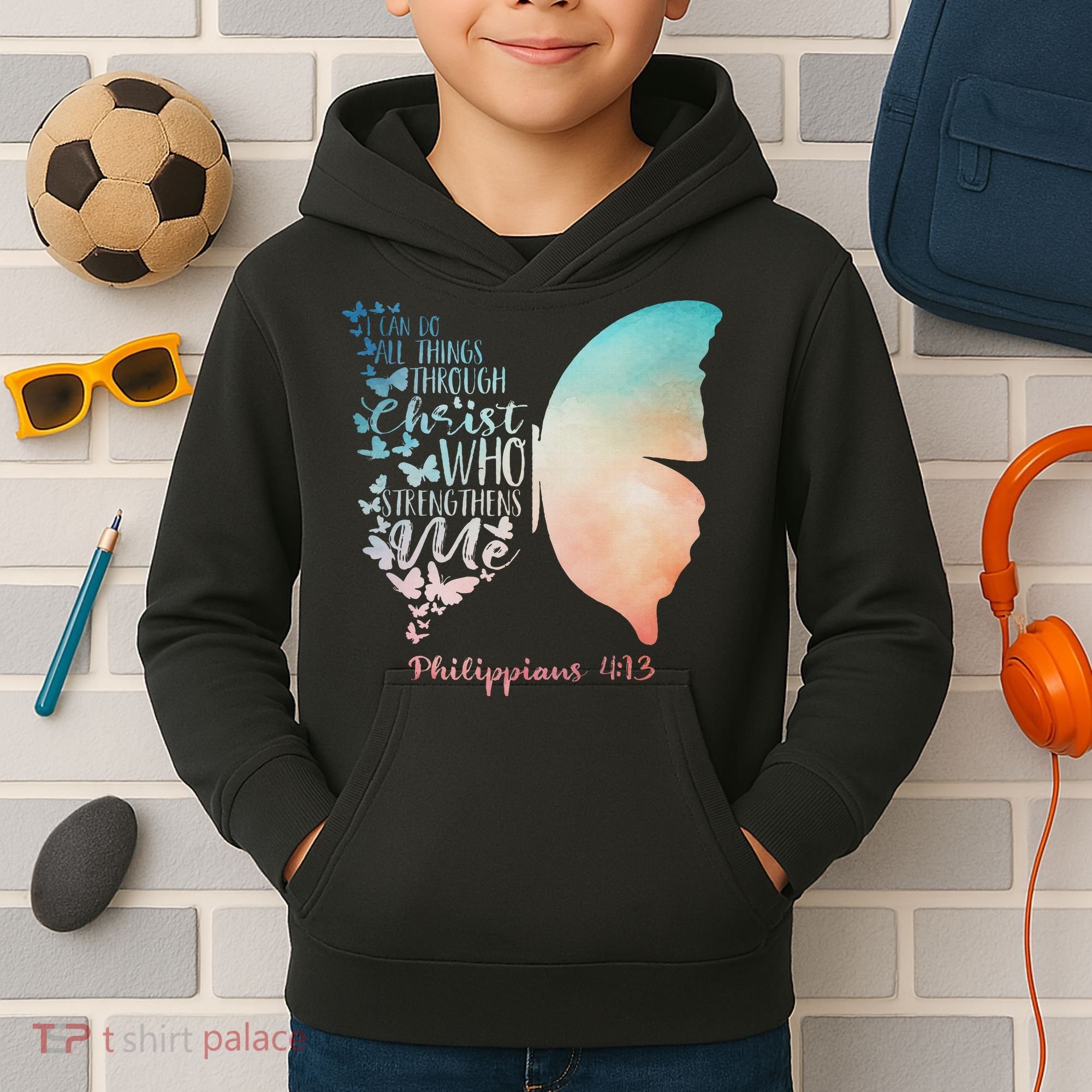 Can Do All Things Through Christ Who Strengthens Me Saying Kids Hoodie
