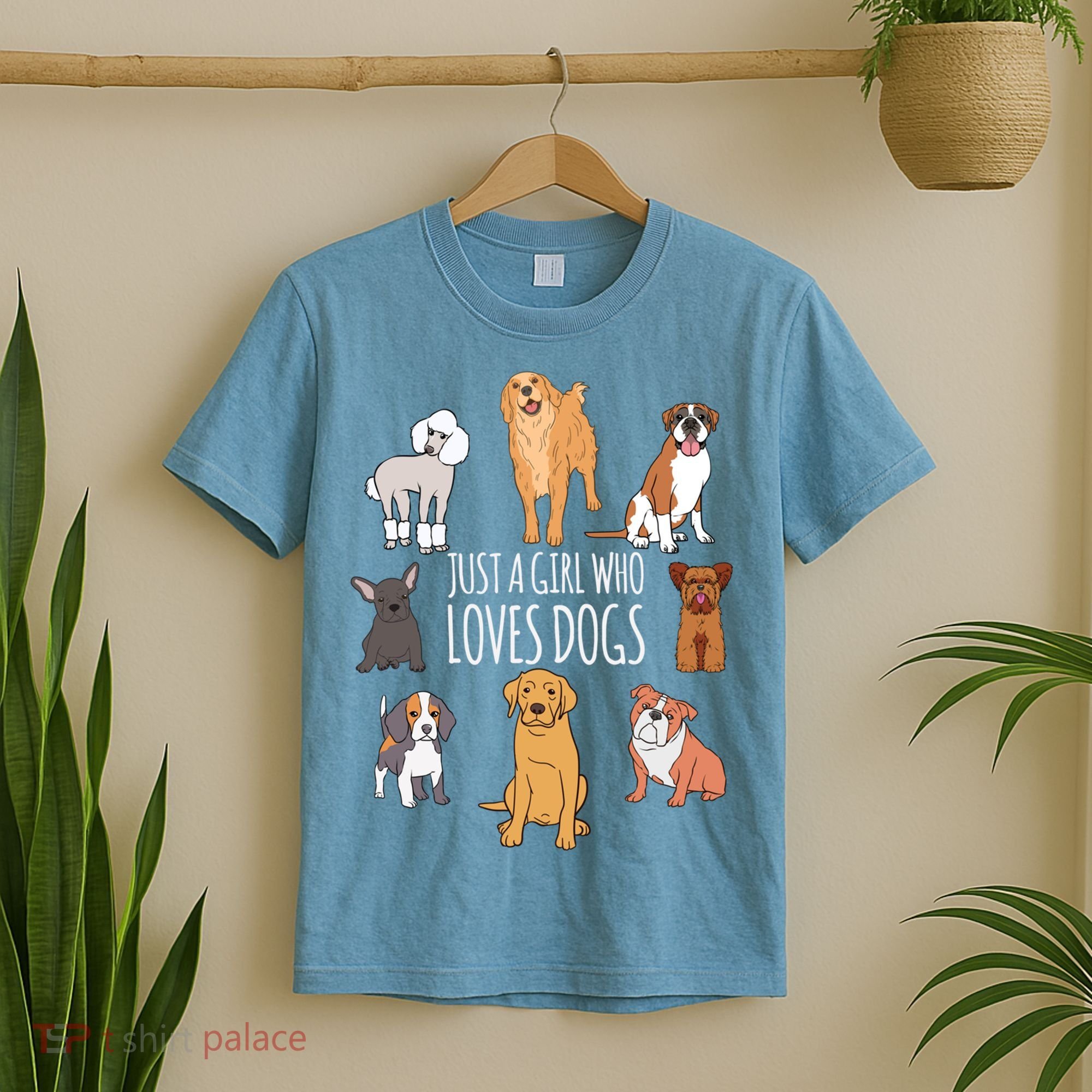 Cute Dog And Puppy Lover Gift Fun Just A Girl Who Loves Dogs Great Gift T-Shirt