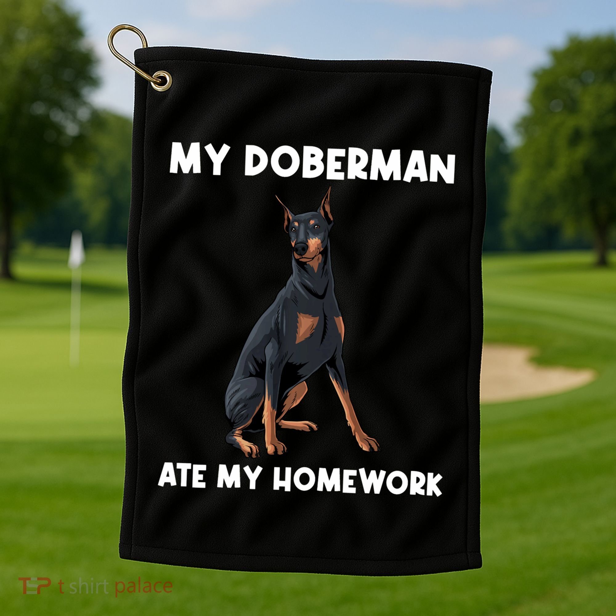 Cool Doberman Art For Dog Breed Doberman Pinscher Golf Towel