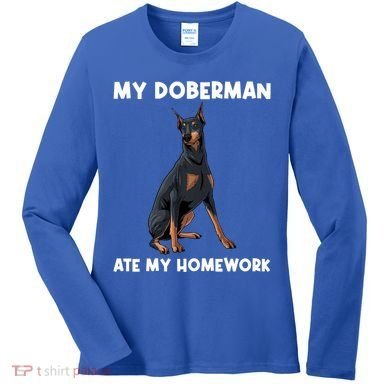Cool Doberman Art For Dog Breed Doberman Pinscher Women's Long Sleeve Shirt