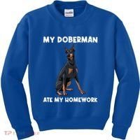 Cool Doberman Art For Dog Breed Doberman Pinscher Kids Sweatshirt thumb 0
