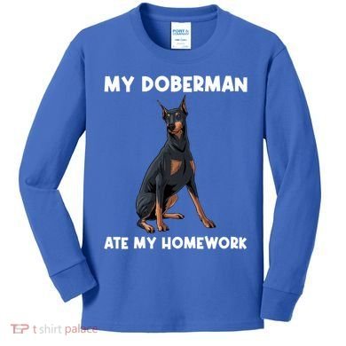 Cool Doberman Art For Dog Breed Doberman Pinscher Kids Long Sleeve Shirt