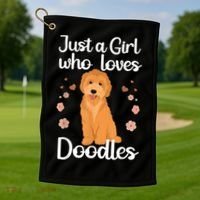 Cute Doodle Art For Women Mom Golden Doodle Dog Lovers Golf Towel thumb 1