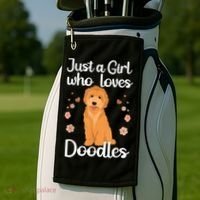 Cute Doodle Art For Women Mom Golden Doodle Dog Lovers Golf Towel thumb 2