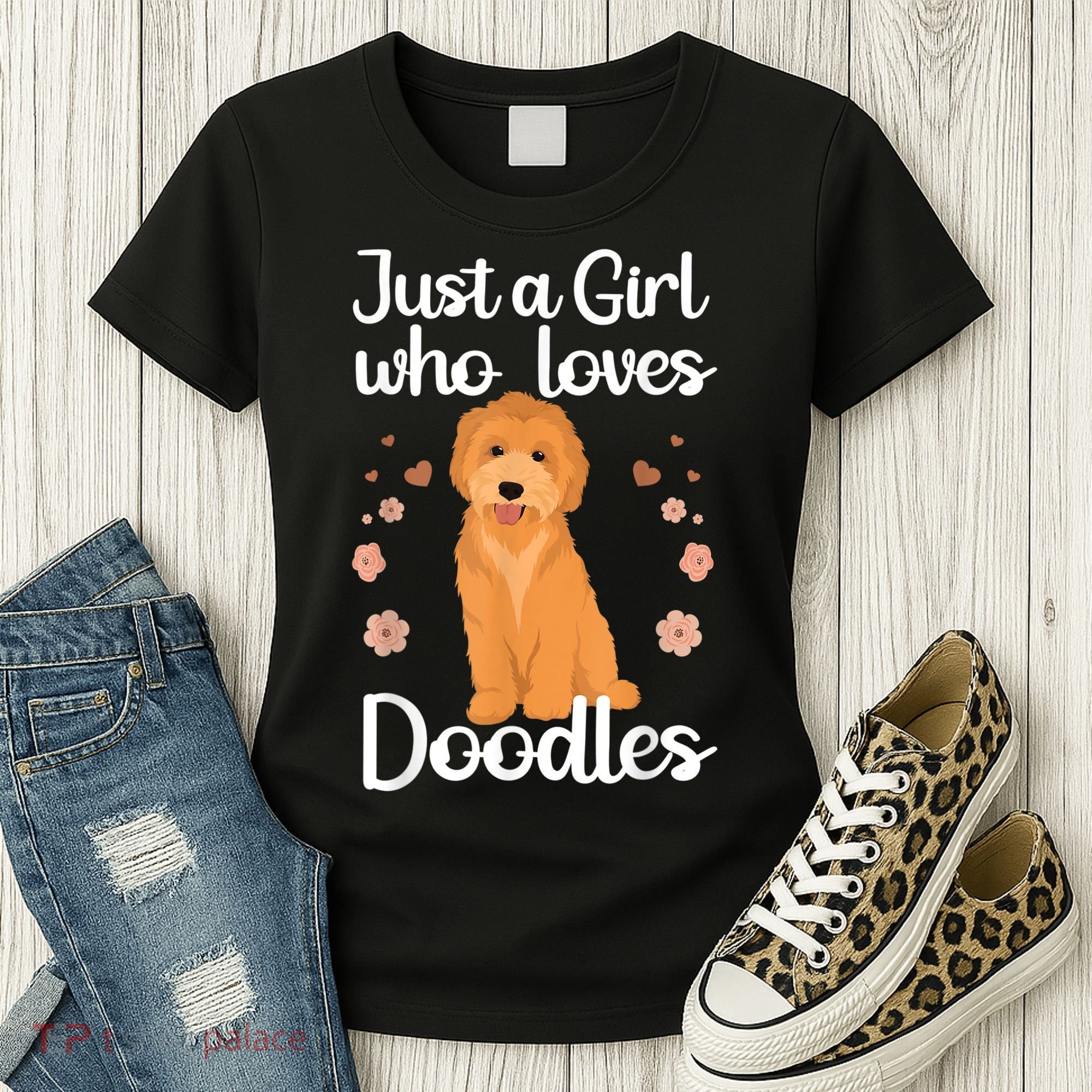 Cute Doodle Art For Women Mom Golden Doodle Dog Lovers Women's T-Shirt