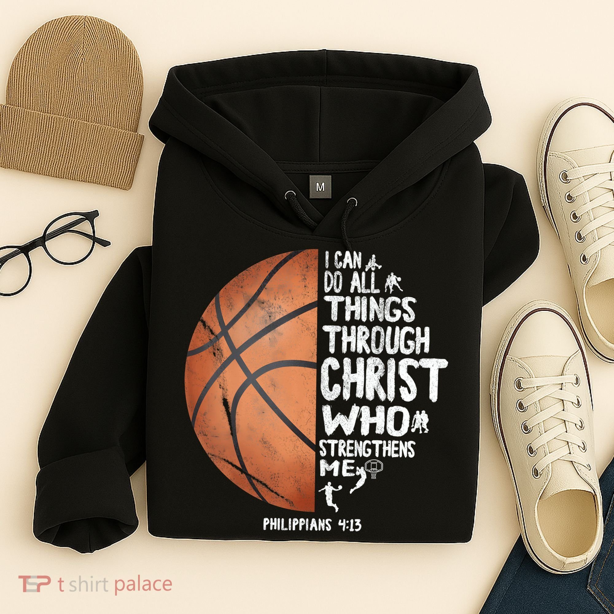 Can Do All Things Through Christ Philippians 4:13 Basketball Hoodie