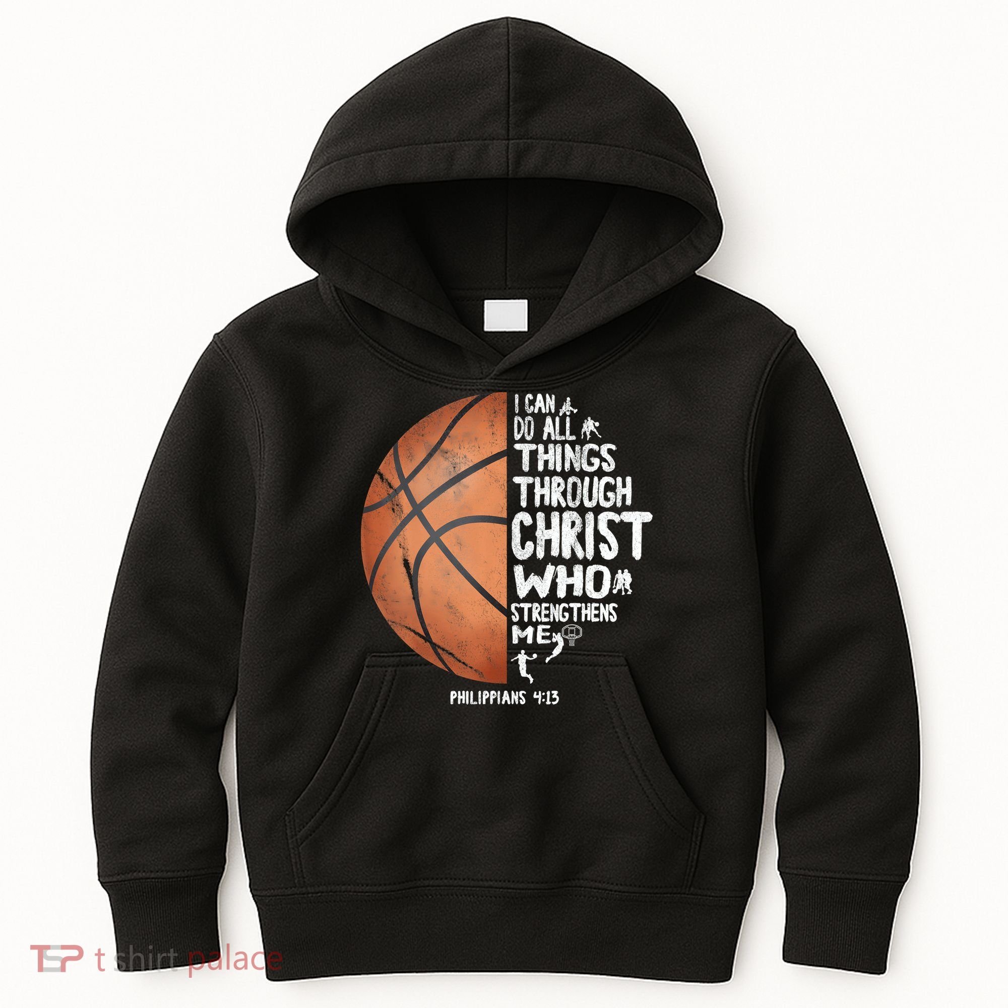 Can Do All Things Through Christ Philippians 4:13 Basketball Kids Hoodie