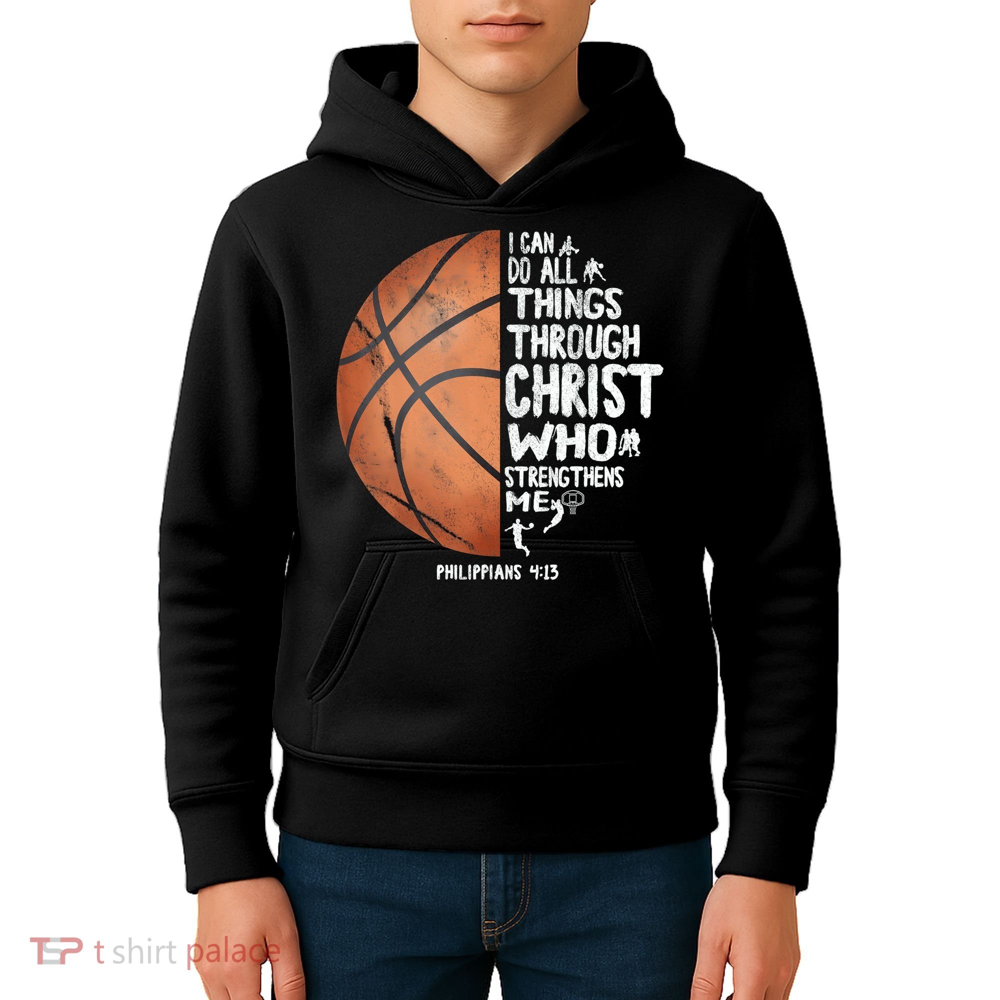 Can Do All Things Through Christ Philippians 4:13 Basketball Kids Hoodie