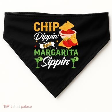 Chip Dippin' And Margarita Sippin Cinco De Mayo T USA-Made Doggie Bandana