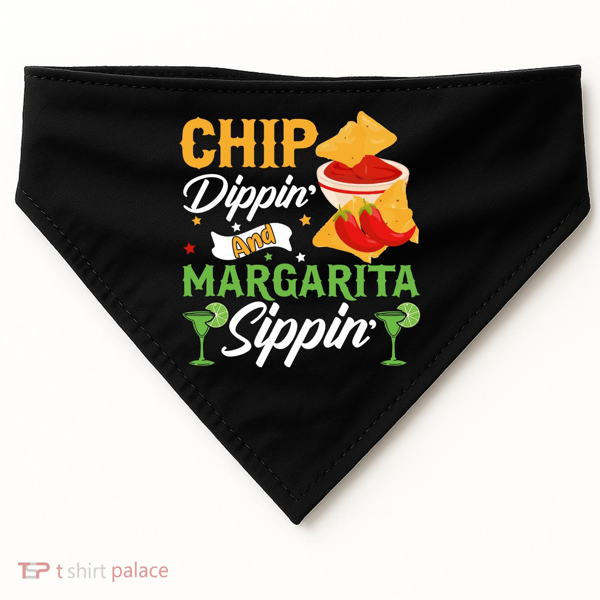 Chip Dippin' And Margarita Sippin Cinco De Mayo T USA-Made Doggie Bandana