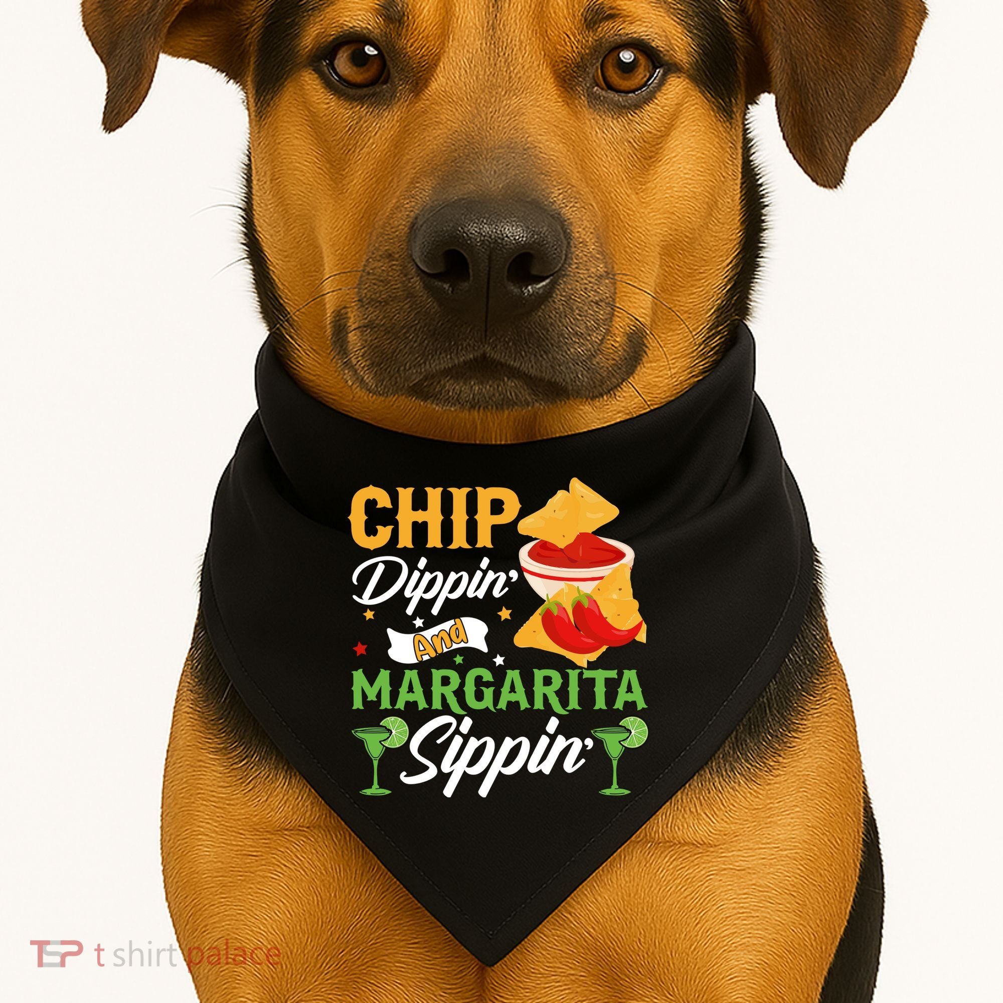 Chip Dippin' And Margarita Sippin Cinco De Mayo T USA-Made Doggie Bandana