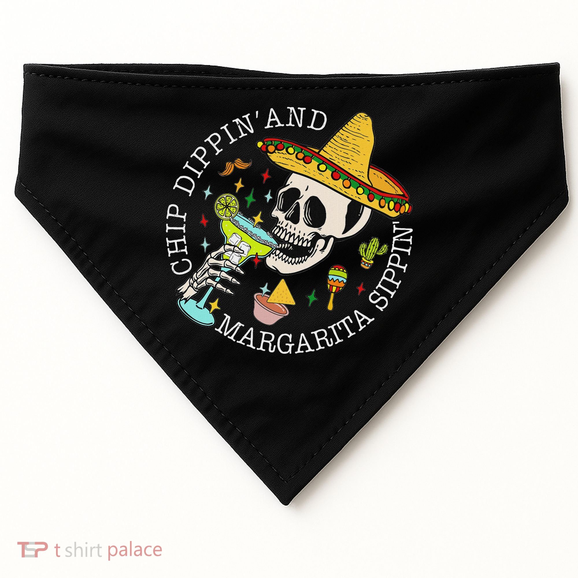 Chip Dippin And Margarita Sippin Cinco De Mayo Drinking USA-Made Doggie Bandana