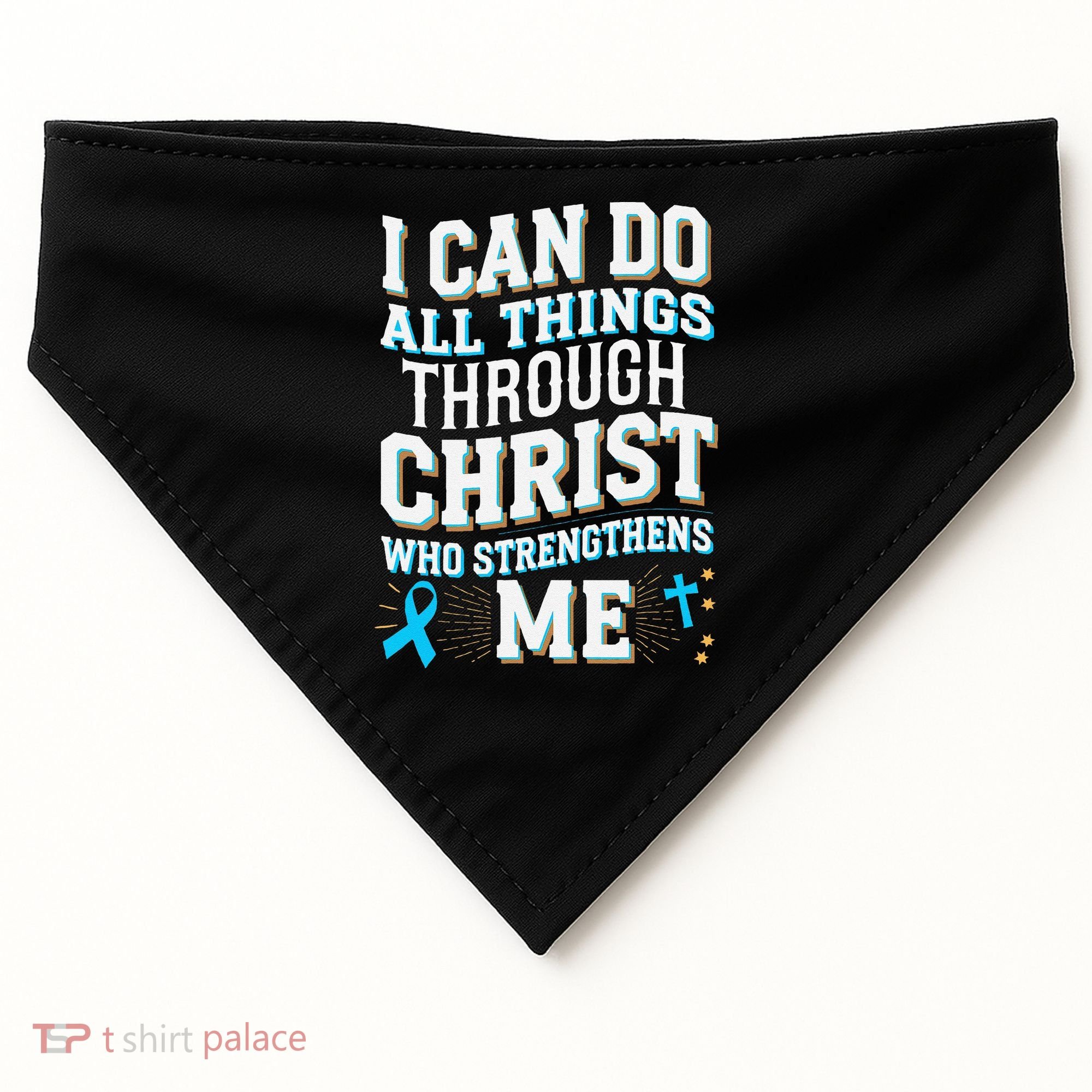Can Do All Things Through Christ Prostate Cancer Awareness USA-Made Doggie Bandana