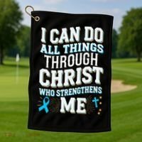 Can Do All Things Through Christ Prostate Cancer Awareness Golf Towel thumb 1