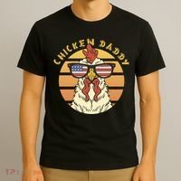 Chicken Daddy American Flag Funny T-Shirt thumb 3