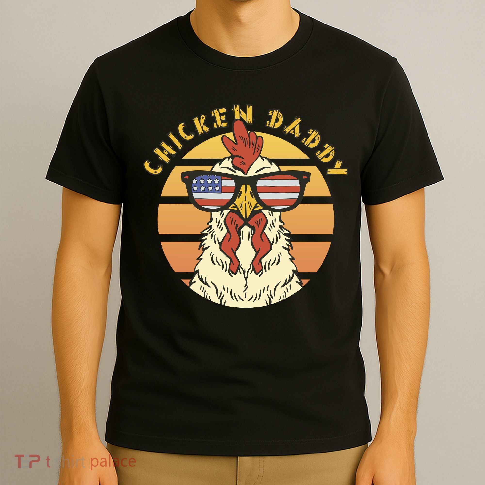 Chicken Daddy American Flag Funny T-Shirt