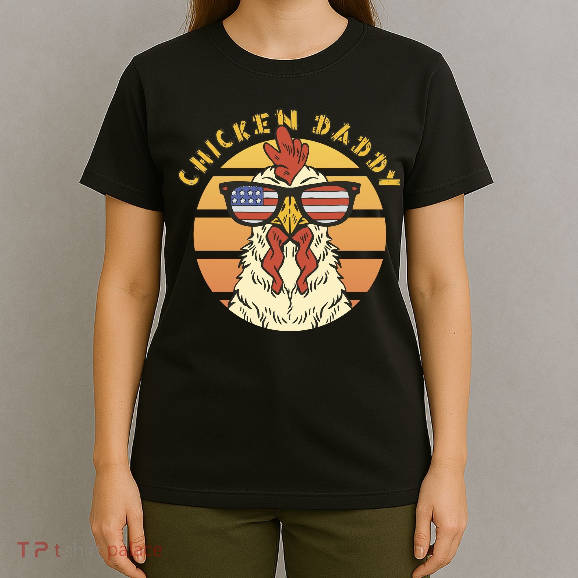 Chicken Daddy American Flag Funny T-Shirt