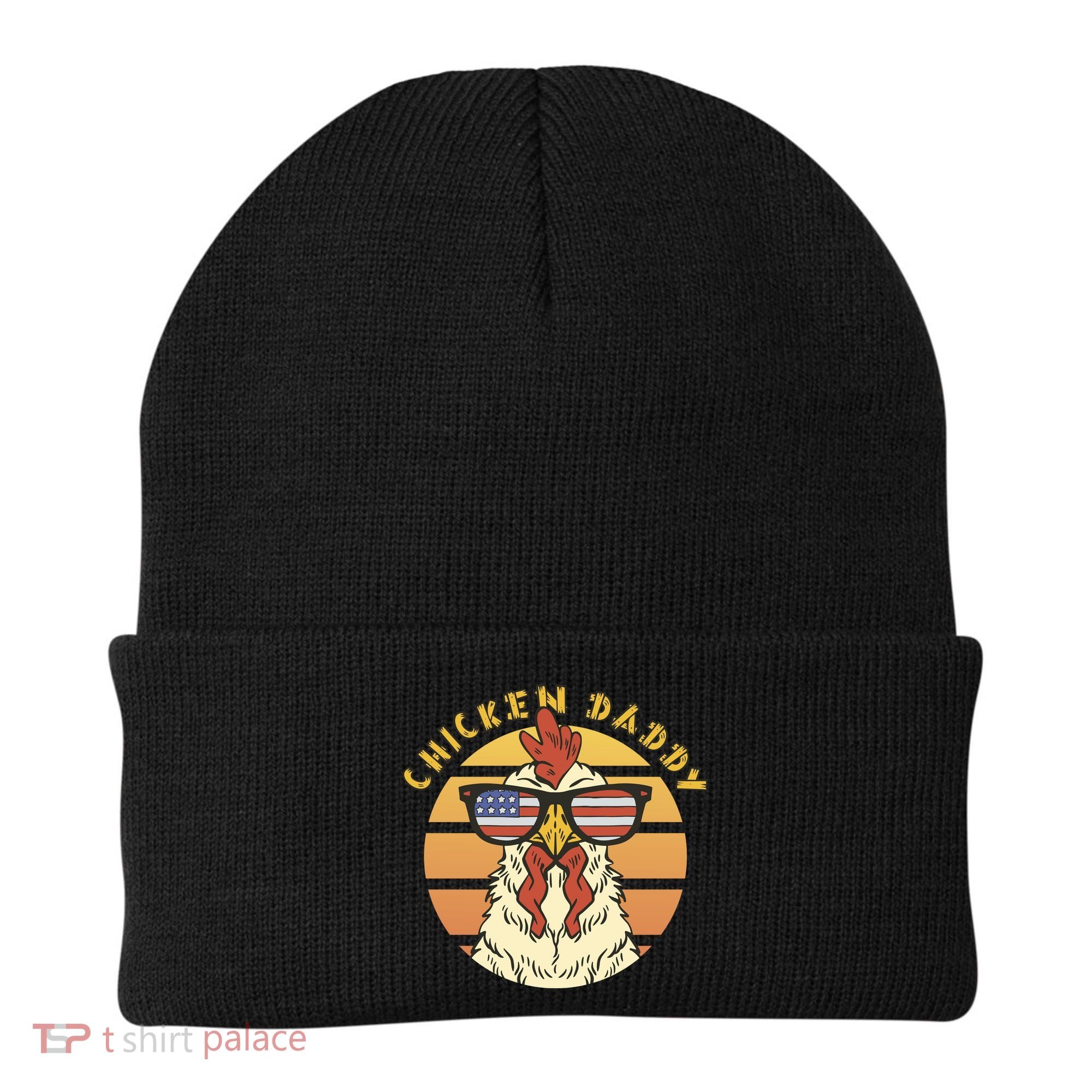 Chicken Daddy American Flag Funny Beanie