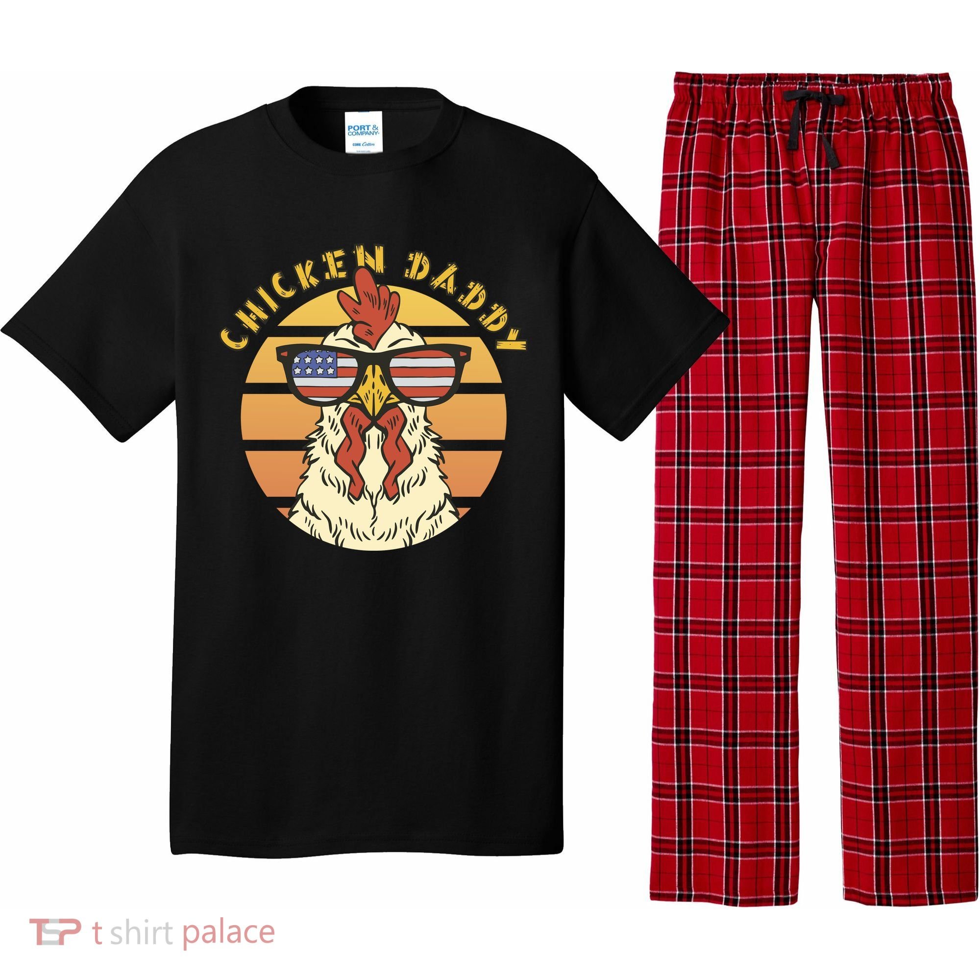 Chicken Daddy American Flag Funny Pajama Set
