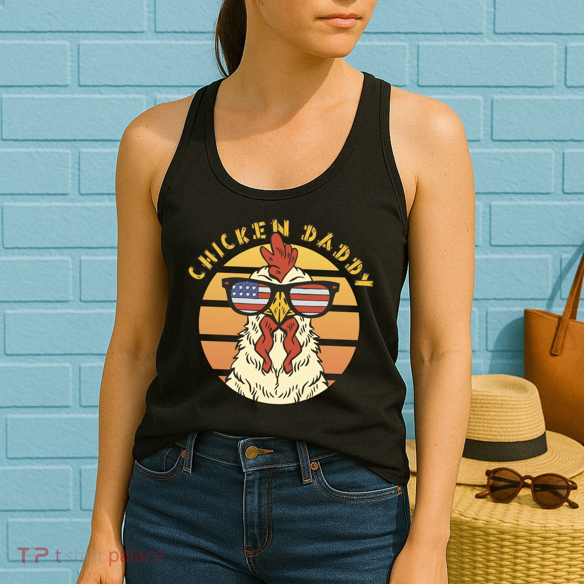 Chicken Daddy American Flag Funny Women's Tank Top