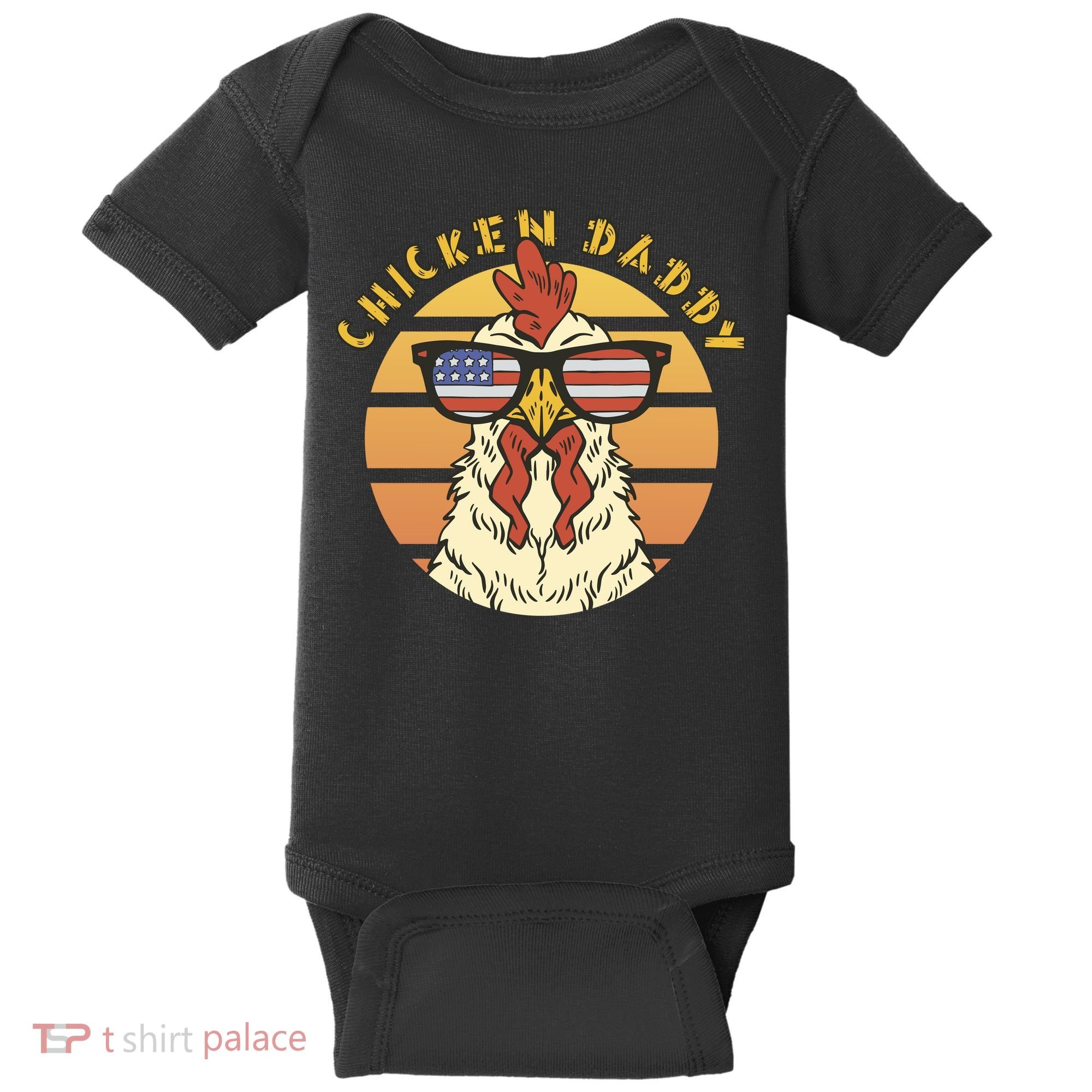 Chicken Daddy American Flag Funny Baby Bodysuit