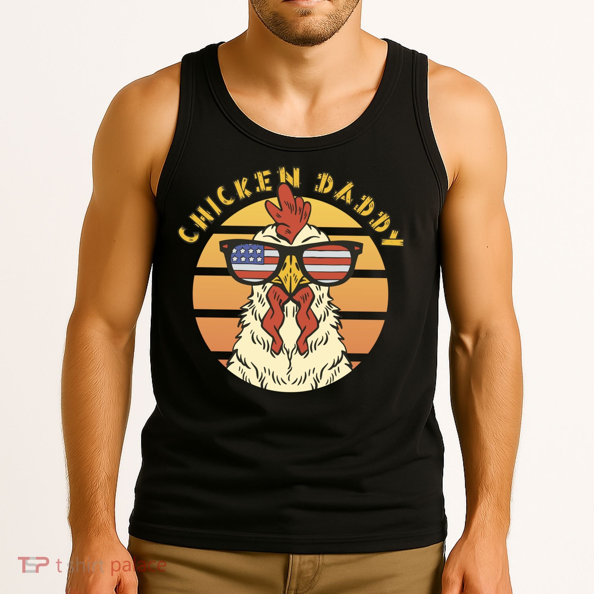 Chicken Daddy American Flag Funny Tank Top