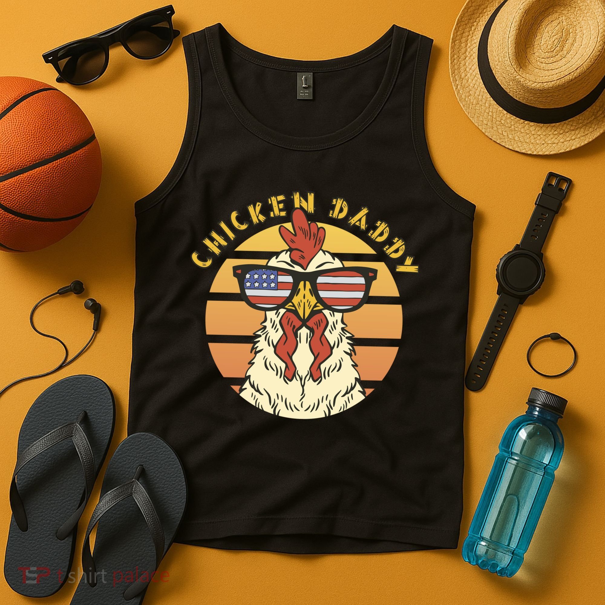 Chicken Daddy American Flag Funny Tank Top