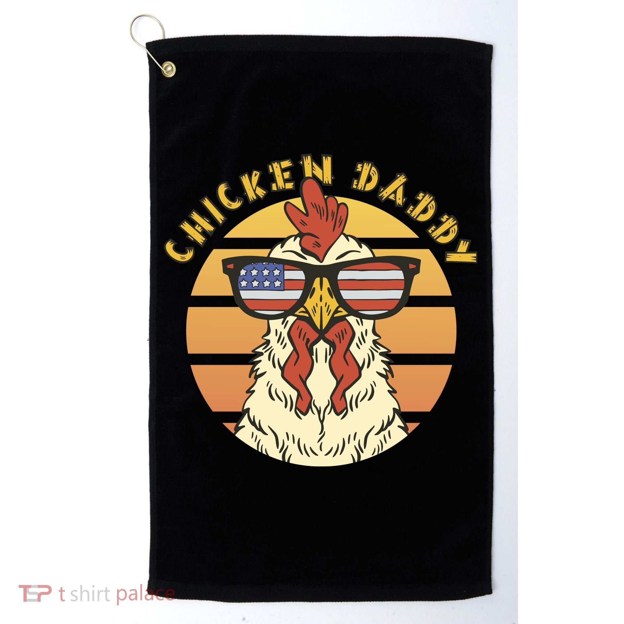 Chicken Daddy American Flag Funny Golf Towel