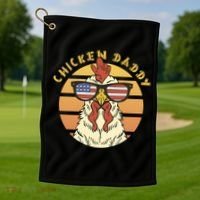 Chicken Daddy American Flag Funny Golf Towel thumb 1