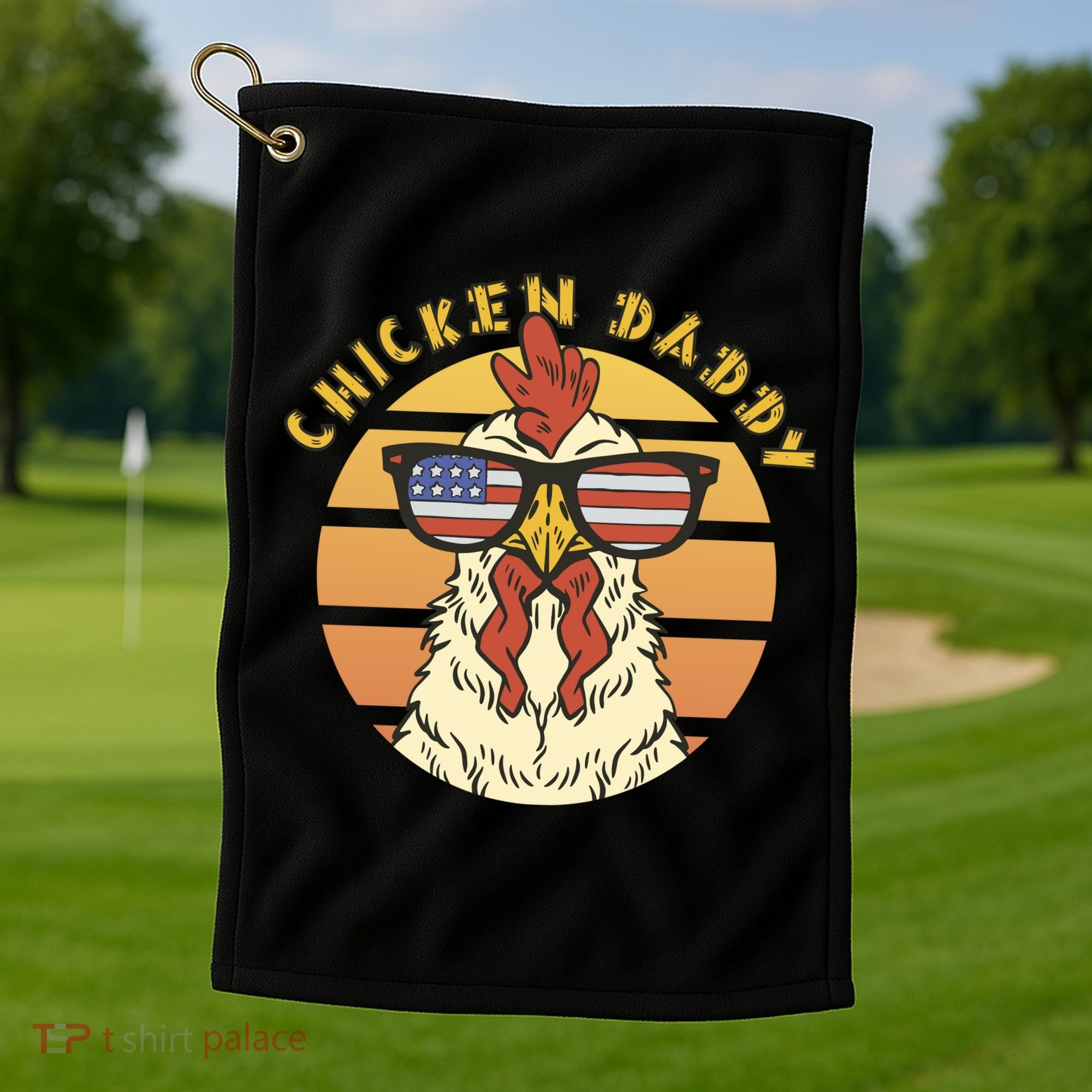 Chicken Daddy American Flag Funny Golf Towel
