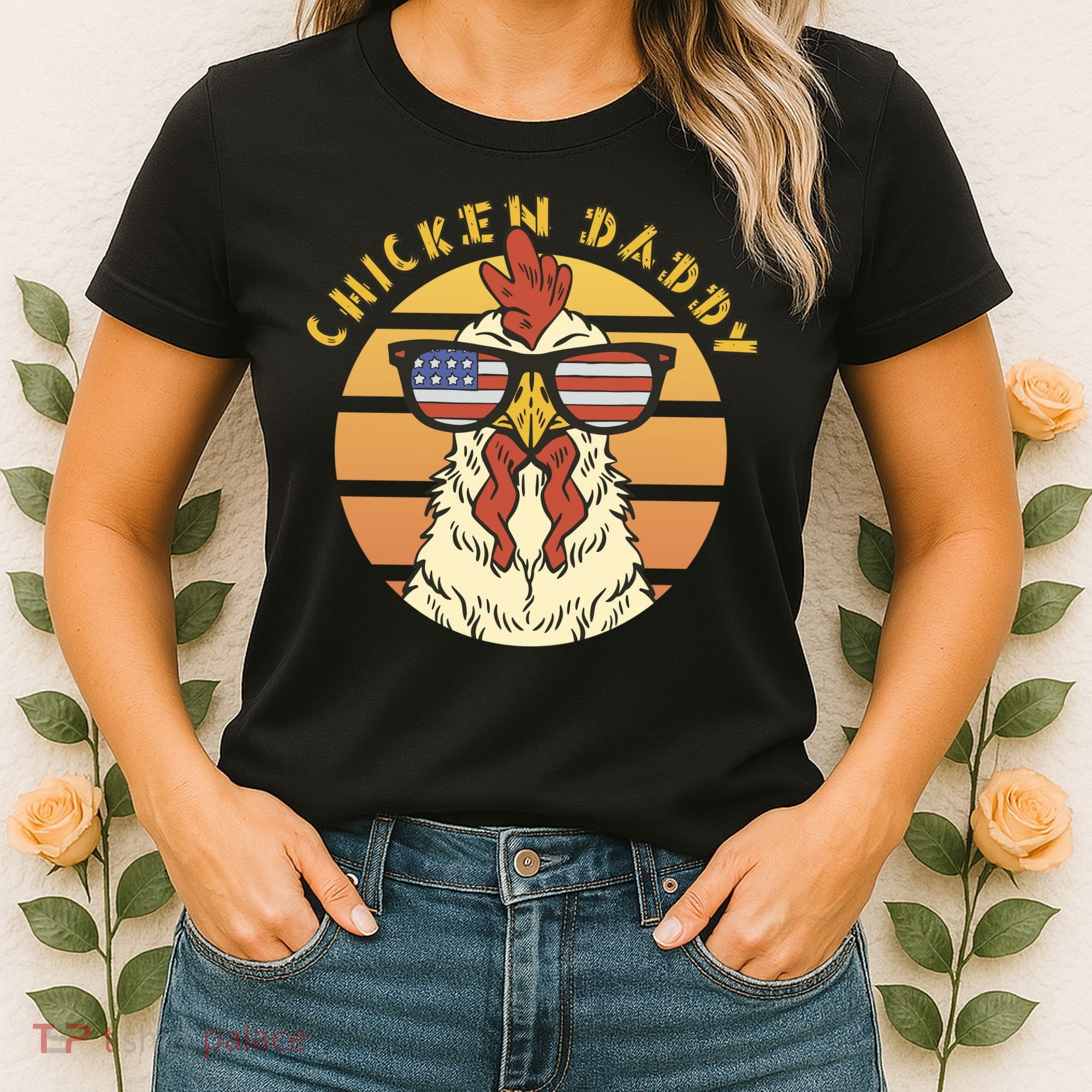 Chicken Daddy American Flag Funny Women's T-Shirt