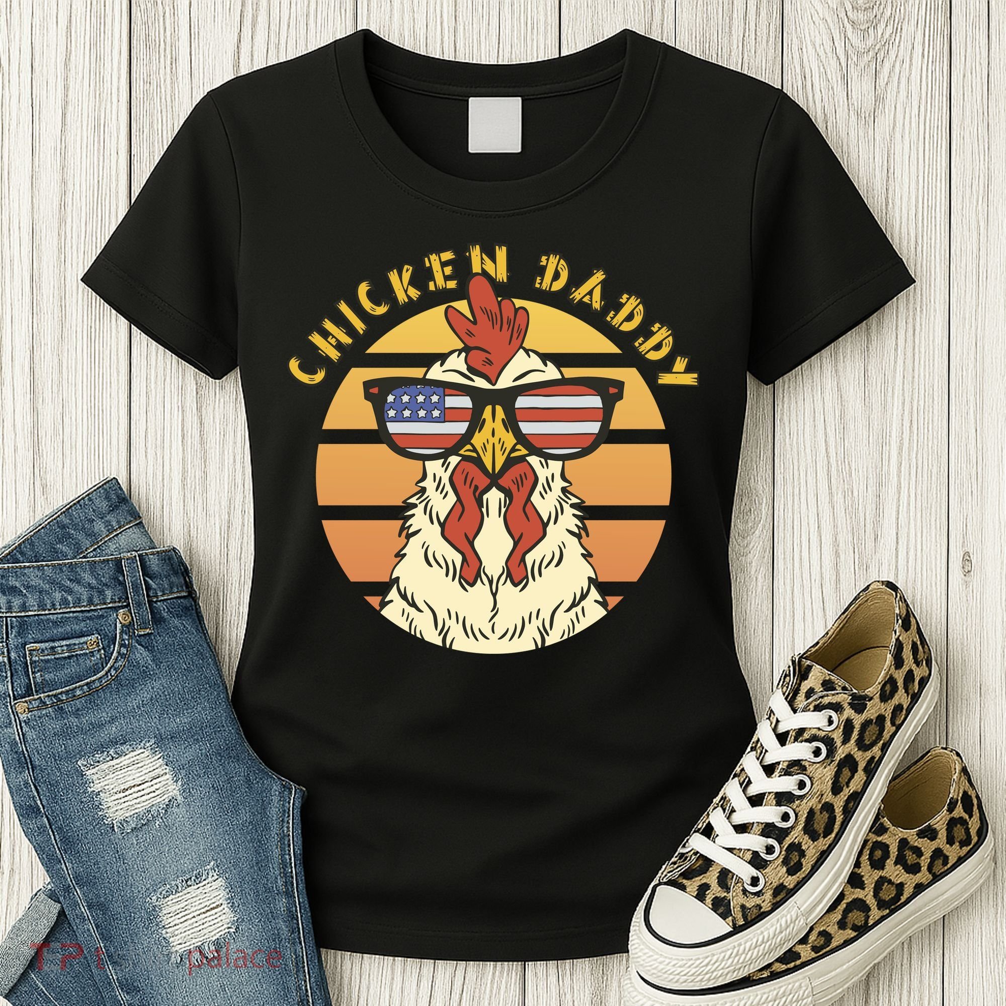 Chicken Daddy American Flag Funny Women's T-Shirt