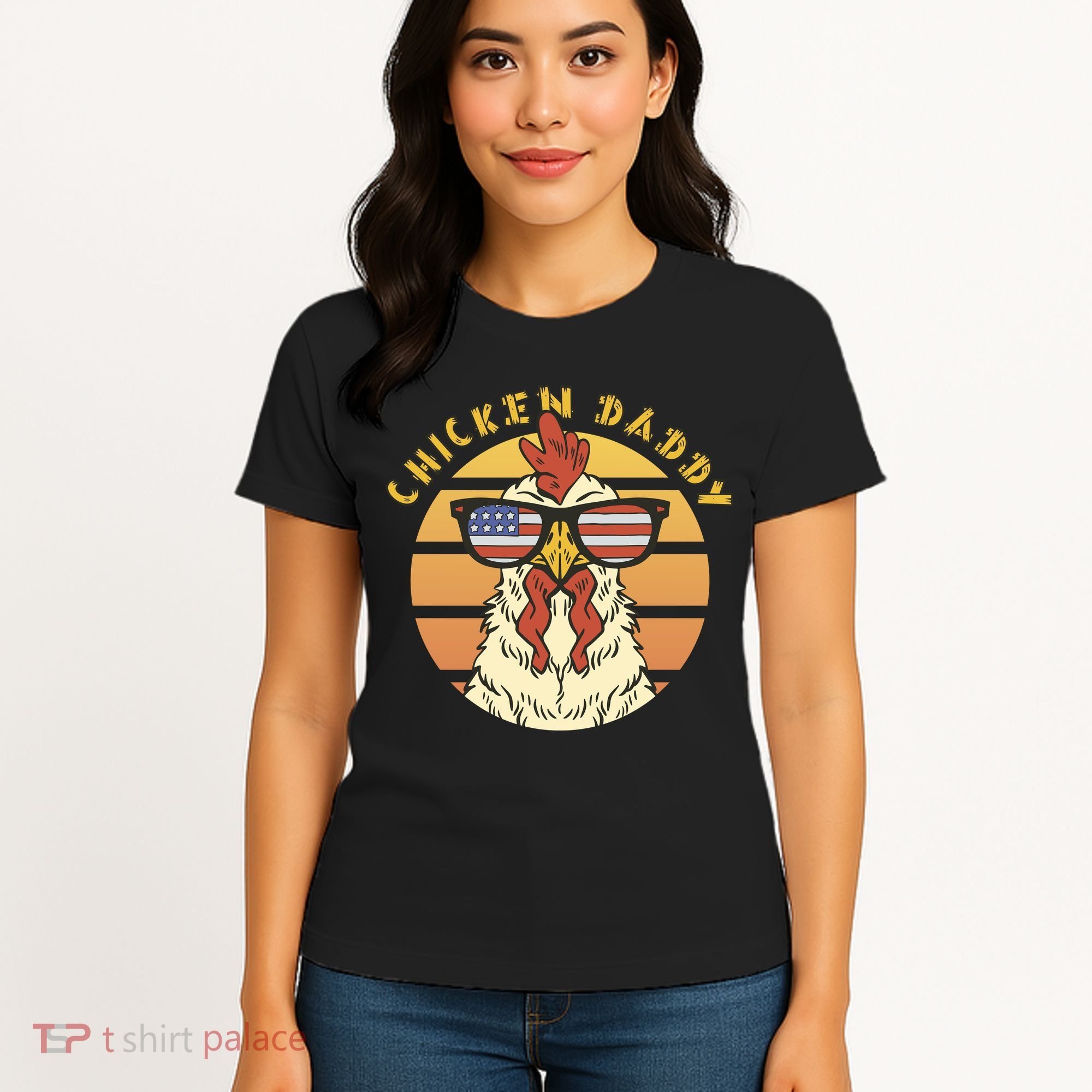 Chicken Daddy American Flag Funny Women's T-Shirt