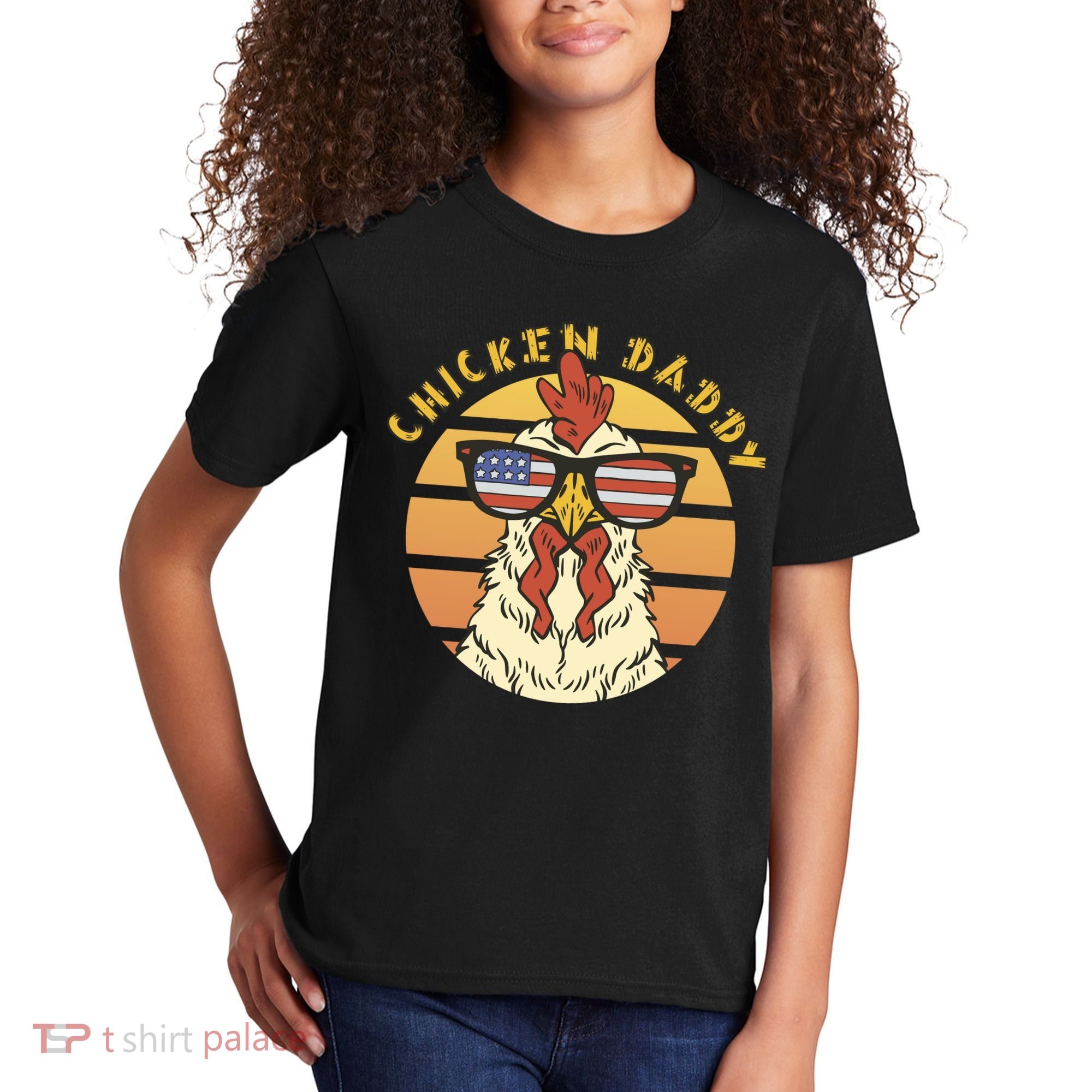 Chicken Daddy American Flag Funny Kids T-Shirt