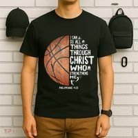 Can Do All Things Through Christ Philippians 413 Basketball T-Shirt thumb 6
