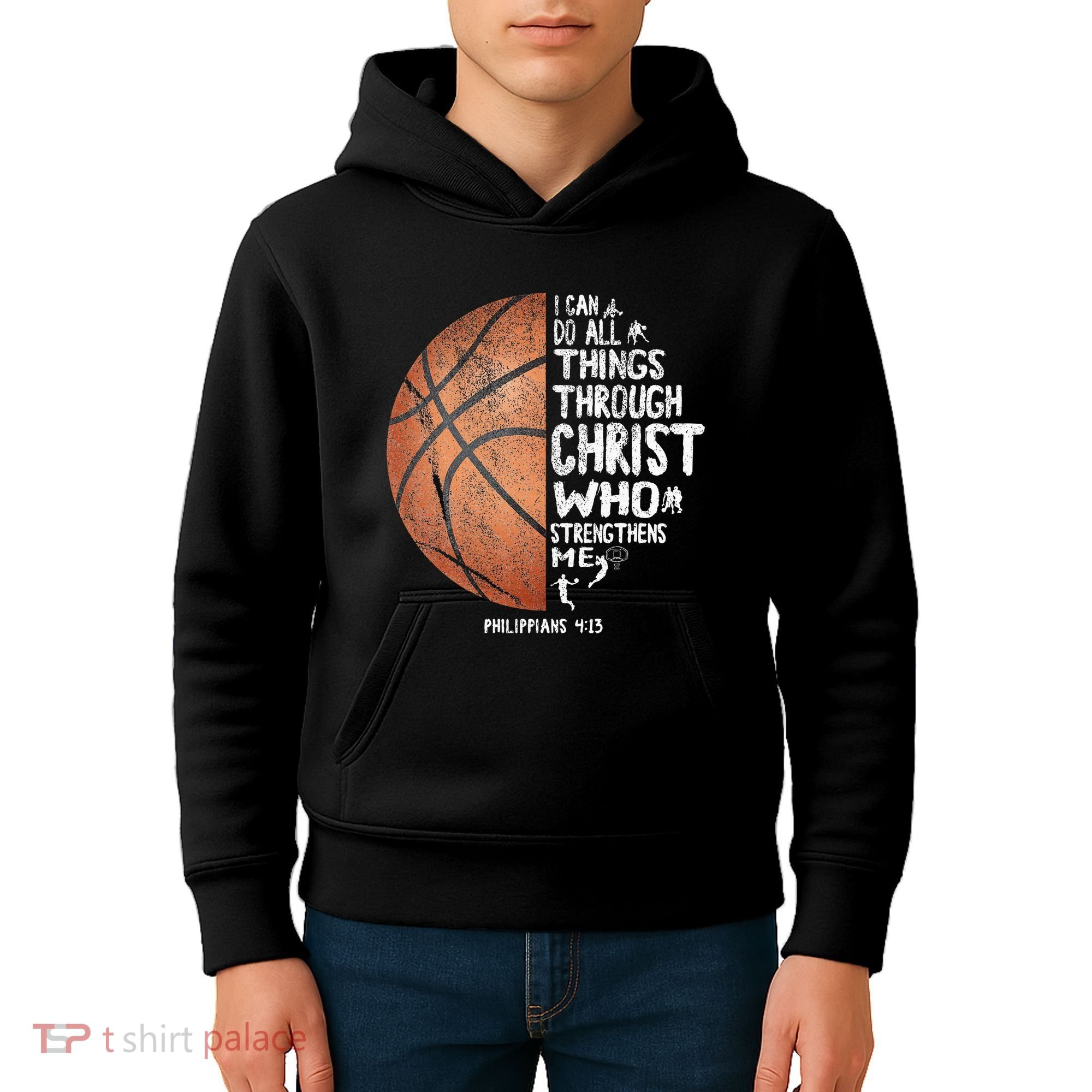 Can Do All Things Through Christ Philippians 413 Basketball Kids Hoodie