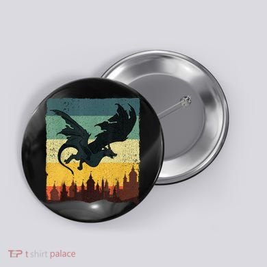 Cool Dragon Art For Women Mythical Vintage Dragon Lover Button