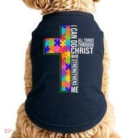 Can Do All Things Through Christ Autism Awareness Doggie Tank thumb 0