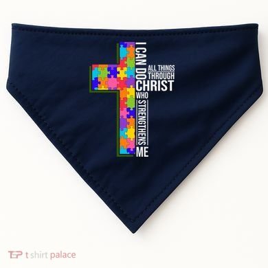 Can Do All Things Through Christ Autism Awareness USA-Made Doggie Bandana