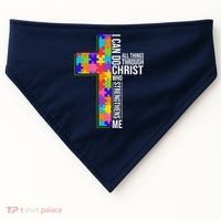Can Do All Things Through Christ Autism Awareness USA-Made Doggie Bandana thumb 0