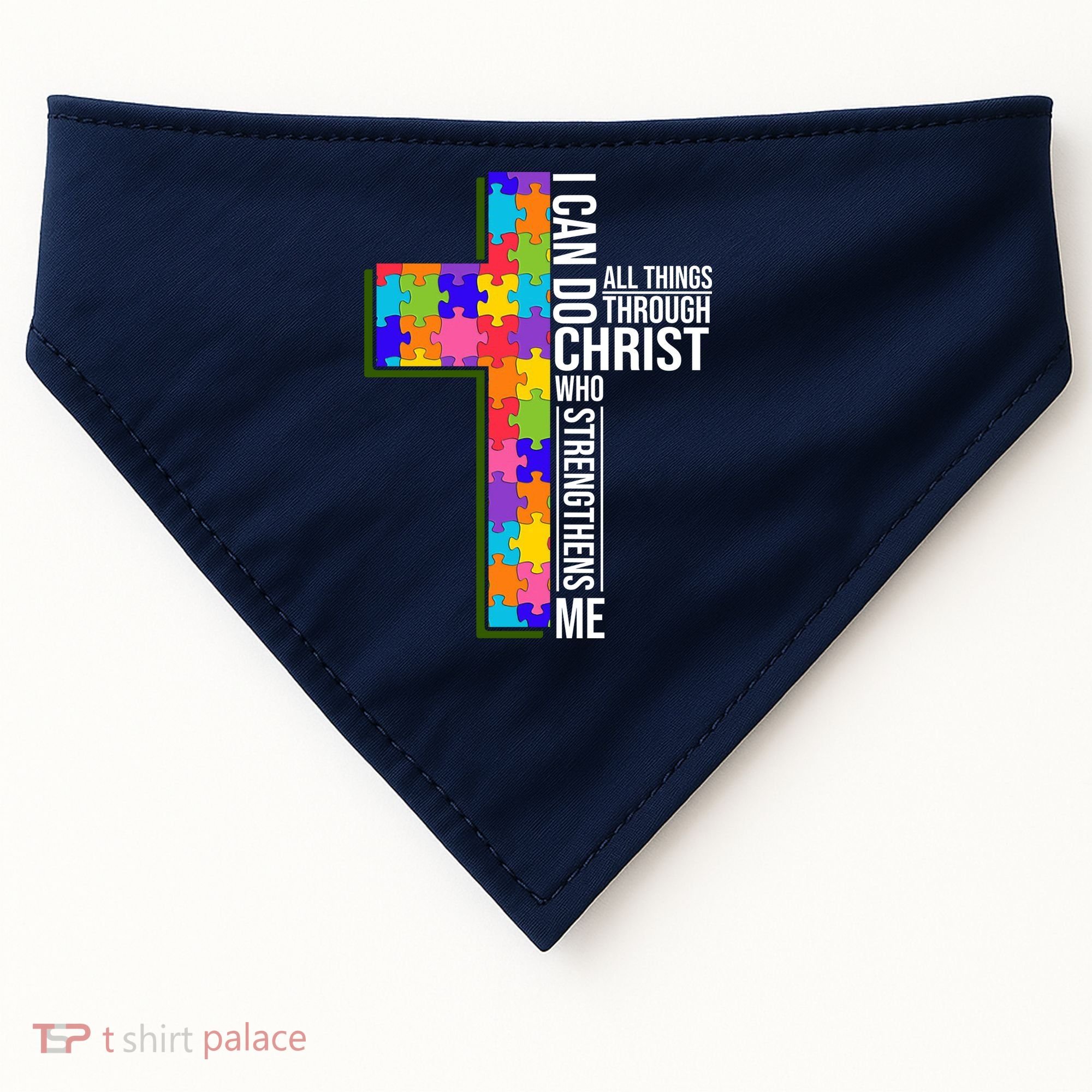 Can Do All Things Through Christ Autism Awareness USA-Made Doggie Bandana