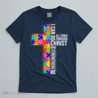 Can Do All Things Through Christ Autism Awareness T-Shirt thumb 5