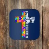 Can Do All Things Through Christ Autism Awareness Coaster thumb 0