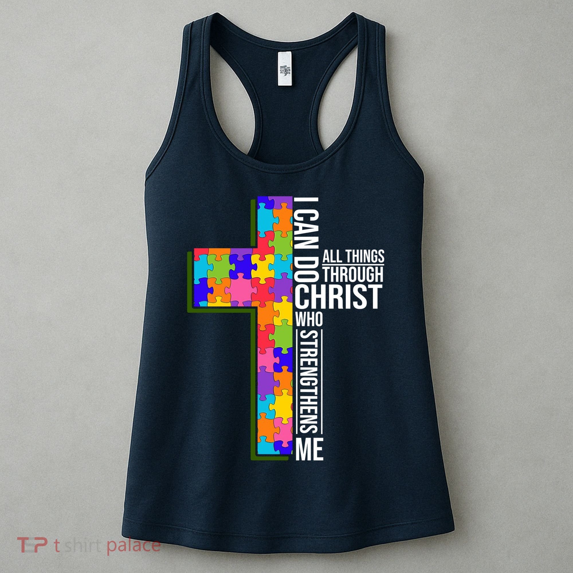 Can Do All Things Through Christ Autism Awareness Women's Tank Top