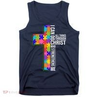 Can Do All Things Through Christ Autism Awareness Tank Top thumb 0