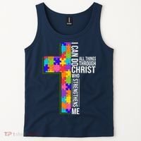 Can Do All Things Through Christ Autism Awareness Tank Top thumb 2