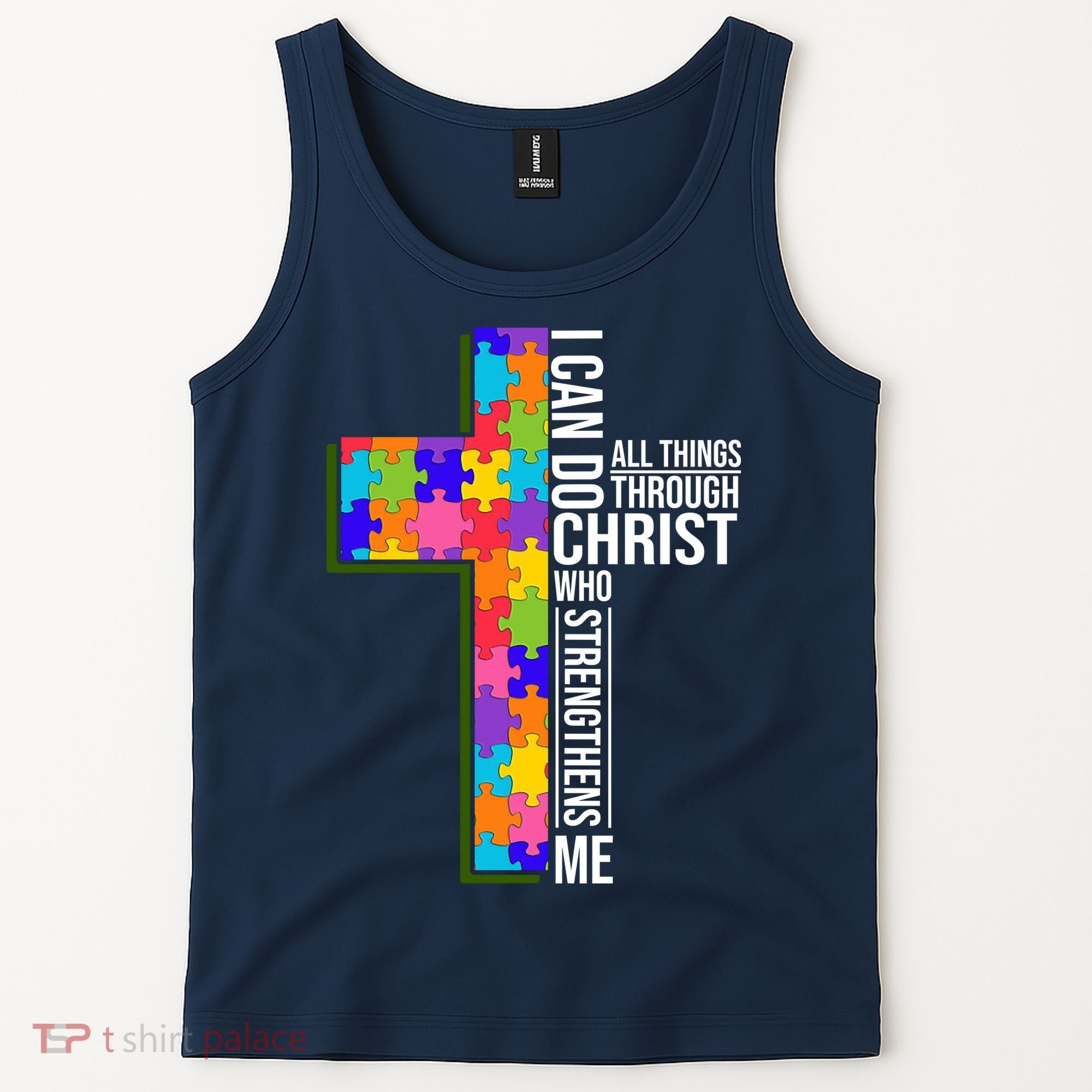 Can Do All Things Through Christ Autism Awareness Tank Top