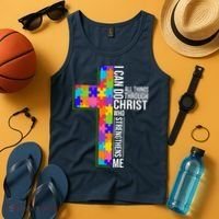 Can Do All Things Through Christ Autism Awareness Tank Top thumb 4