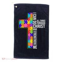 Can Do All Things Through Christ Autism Awareness Golf Towel thumb 0