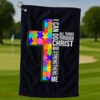 Can Do All Things Through Christ Autism Awareness Golf Towel thumb 1